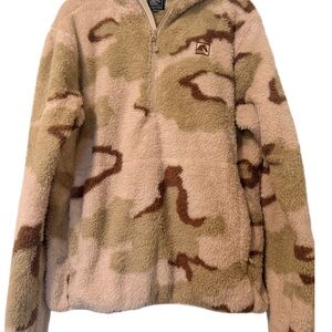 TAC/DIS Tactical Hooded Fleece Jacket Men’s Large Desert Camo High Pile Half Zip